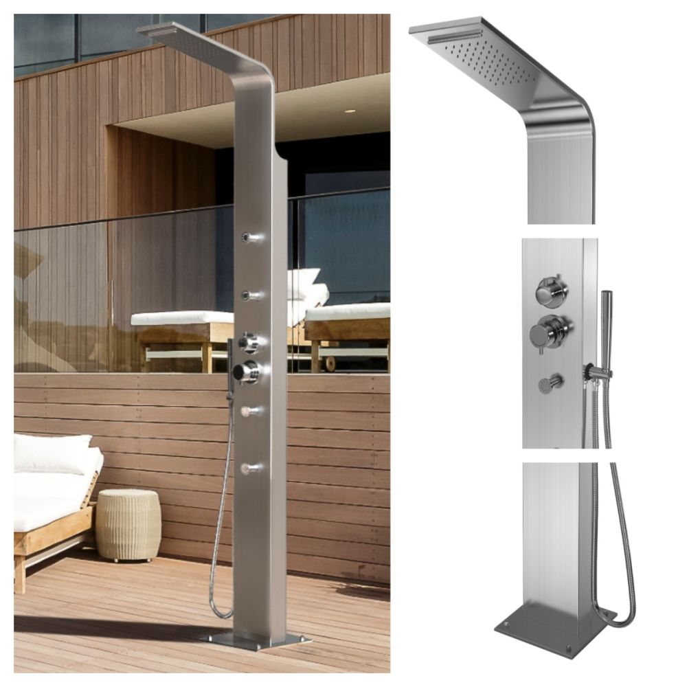 LAST ONE Brighton Silver 316L Stainless Steel Marine Grade  Outdoor Indoor Massage Pool Rinse-Off Shower 