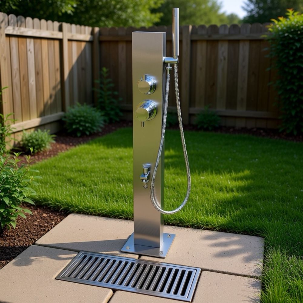 Rio Wash Station 316L Marine Stainless Steel with Garden Hose Nib, Hot & Cold Mixer & Hand Shower Wand